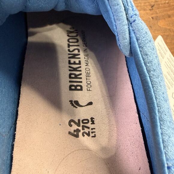 Birkenstock Bend Low Suede Leather Shoes Blue Embossed EU 42 US Women's 11 NWOB - Picture 9 of 15